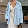 Chaqueta Camisa Casual Relajada Nueva Estilo Otoño/Invierno 2026 TEMU Europea y Americana con Ribete de Contraste Rayado Corte Holgado Camisa para Mujer