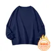 Sudadera de cuello redondo para hombre, gruesa, con forro polar, para otoño e invierno, de importación, color liso, playera base, casual, versátil, simple, manga larga, talla grande, venta al por mayor