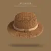 Sombrero de paja francés estilo old money verano mujer ala ancha protección solar sombrero tipo cubo moderno playa vacaciones sol protección solar sombrero de sol