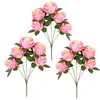 Rosas Simuladas Día de San Valentín Plástico Flor Falsa Individual Ramo Adornos para Restaurante Arreglo Floral Flores Secas Decoración con Flores de Seda
