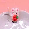Accesorios de Resina de Conejo Fresa Transparentes DIY Pegamento de Crema Pasadores Caseros, Pinzas de Garra, Dijes para Zapatos, Pegatinas para Fundas de Teléfono