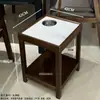 Mesa de Centro de Mahjong de Luxo Ventilador em Forma de Folha Hotel Madeira Maciça Laje de Rocha Pequeno Rack de Armazenamento Sala de Xadrez e Cartas Rack para Água de Chá Especial para Casa de Chá Anti-queimadura