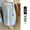 Saia Xadrez Patchwork de Cintura Alta Nova para Primavera e Verão Feminina, Casual para o Dia a Dia, Emagrecedora, Versátil, Floral, Direto da Fábrica