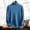Nuevo Suéter de Cachemira para Hombre Otoño e Invierno 2024 Cuello Alto Color Liso Básico Camiseta Interior Cálida Casual de Negocios para Hombre de Mediana Edad