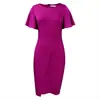 Moda Femenina para Exportación 2024 Verano Transfronteriza Tallas Grandes Manga de Campana Cuello Redondo Abertura Bodycon Vestido de Oficina Vestido Africano