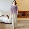 Mom Xia 2025 Nova Camisa de Chiffon Feminina para Mulheres de Meia-Idade e Idosas, Terno de Verão, Roupa de Vovó, Tamanho Grande, Cobre a Barriga