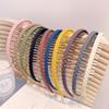 Corea del Sur Color Morandi Mate Trenza Fina con Aro para el Cabello Dentado para Mujer Tarjeta para Lavar el Cabello Simple Versátil Diadema Saliente Tarjeta para el Cabello