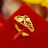 Anel de ouro de areia vietnamita feminino, não desbota, anel versátil, temperamento, banhado a ouro, anel de amor vivo, abertura ajustável, atacado