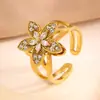 Anillos de Acero de Titanio con Circonita de Lujo Ligero Europeo y Americano, Estilo de Nicho de Gama Alta, Anillos de Venta Caliente Transfronteriza, Anillos Abiertos Ajustables al por Mayor