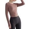 Cd Ropa de Yoga de Moda Nueva Top de Manga Larga para Mujer Ajustado Blanco Deportes al Aire Libre Running Fitness Manga Larga