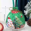 Saco de maçã de Natal transfronteiriço Saco de presente de flanela com desenho animado bronzeado com laço Sacola de presente de doces para crianças