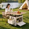 Caja de Camping Exterior Super Gran Capacidad Caja de Almacenamiento Plegable Caja con Carrito Móvil Caja de Mesa Mesa de Camping Plegable Elevable Tres en Uno