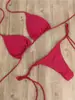 Biquíni sexy de duas peças para mulheres, estilo europeu e americano, com amarração no pescoço, conjunto de três peças multicolorido ajustável