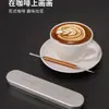 Agulha para Latte Art em Café Madeira de Roseira Esculpida Agulha Elegante para Café Gancho de Aço Inoxidável Ferramenta Caneta Gancho para Espuma de Leite de Latte