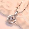Versión coreana de colgante de trébol de cuatro hojas con diamante giratorio de plata 925 chapada, moda simple, cadena de clavícula de cristal, joyería al por mayor