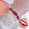 Pulsera de Cuerda Roja Benmingnian Cinabrio Pixiu Hebilla Ping An Pulsera Tejida a Mano Pura para Mujer Pulsera de la Suerte de Flores