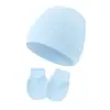 Gorro y Manoplas para Bebé Algodón Infantil Gorro Guantes Set Anti-arañazos Gorro de Hospital para Recién Nacido