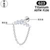 Pendientes de Titanio G23 con Cadena Personalizada Incrustada Transfronteriza, Tachuelas para Labios de Aleación de Titanio F136, Anillos para Labios, Pendientes