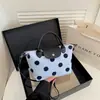 Bolsa Tote Transversal Bolinhas Feminina 2026 Novo Estilo Moda Trabalho Ombro Pequena Quadrada Elegante Simples de Mão Bolsa Feminina