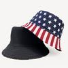 Sombrero de Pescador de Doble Cara con Bandera Americana para Mujer, Versión Coreana de Verano, Parasol Versátil, Protección Solar, Sombrero de Cubo de Viaje para Hombre, Moderno y a la Moda