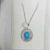 Brincos de Pérola Turquesa Azul, Pingente, Anel, Conjunto de Pérolas Naturais de Água Doce, Novo Estilo Chinês, Estilo Nacional, Design Oco Retrô, Mia