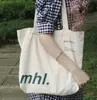 Bolsa de Lona com Zíper Estilo Novo 2025 Letra Grande Capacidade Bolsa de Lona Estilo Coreano Retrô Simples Artística Bolsa de Lona Feminina para Compras