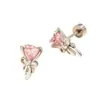 Henson Varilla de Tornillo de Acero de Titanio Clavo de Oreja Rosa con Lazo de Amor Joyería para Perforación de Cartílago de Chica Avanzada