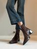 Botines Chelsea de tacón alto versátiles con pliegues, estilo nuevo Otoño e Invierno 2026 para mujer, Botines cortos de puntera cuadrada y tacón grueso, Botines ajustados, Botas Martin