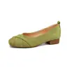 Weiwei Lady 1040-13 Zapatos Mary Jane Retro de Tacón Grueso para Mujer, Gamuza, Cómodos, Bailarinas Suaves