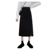 Falda negra estilo Hepburn francés de línea A, cintura alta, adelgazante, con caída y abertura lateral, falda de longitud media, Otoño/Invierno 2025