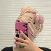 Gorro Secador de Pelo para Gato con Estampado de Leopardo de Aspecto Elegante con Lazo Tridimensional, Gorro de Ducha Engrosado de Secado Rápido y que No Suelta Pelo para Secar el Cabello
