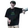 Camiseta Estampada Pesada de Manga Curta Tendência Americana Masculina e Feminina Marca Tendência Versátil Gola Redonda Personalidade Casual Solta Verão Algodão Puro
