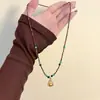Collar de Piedra Ojo de Tigre Natural, Gargantilla con Colgante de Calabaza, Cadena para Clavícula Vintage de Estilo Chino con Diamantes, Cadena para Suéter de Lujo Ligero