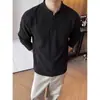 Camiseta de manga larga con cuello Henry para hombre, adecuada para primavera, otoño e invierno, tendencia estilo americano, capa base de corte limpio con cuello alto
