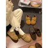Estilo Rainha Amarelo Retrô Sola Grossa Forrado com Lã Cobertura Total Birkenstock para Mulheres 2025 Novo Inverno Quente Sapatos Externos de Algodão