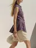 Camisa sin mangas de color liso estilo francés para mujer, de verano 2026, transfronteriza europea y americana, con cuello alto, mezcla de algodón y lino, y un diseño elegante que se ajusta a la figura
