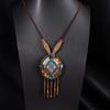 Collar Transfronterizo de Estilo Étnico Retro Cadena Larga Bohemia para Suéter para Hombre y Mujer Colgante Versátil Colgante de Borla Accesorios