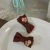 Pinza para el pelo de tela hecha a mano estilo bosque Pom.Kr para niños, pinza de pico de pato versátil de encaje para otoño e invierno, pinza dulce para flequillo para niñas