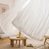 Cortina de Pantalla Gruesa Transparente Opaca Estilo Japonés Simple de Encaje Hueco y Gasa de Viento para Ventana de Mirador de Dormitorio y Sala de Estar Producto Terminado
