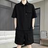 Envío Directo Una Pieza Estilo Hong Kong Seda Hielo Delgado Traje Nuevo Verano Hombres Camisa Holgada de Manga Corta