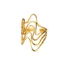 Moda Europeia e Americana Estilo Ins Anel Simples de Aço de Titânio Geometria Assimétrica Aço Inoxidável Banhado a Ouro 18K Joias Femininas Venda Quente