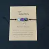 Pulseira Trançada à Mão Estilo Novo Doze Signos do Zodíaco Transfronteiriça para Mulheres, Pulseira com Cartão de Cristal Pedra Natural Citrino Atacado