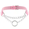 Collar de Anillo Personalizado de Moda Europea y Americana Cadena Estilo Punk Callejero Correa para el Cuello con O-Ring Cadena para el Cuello Cadena para la Clavícula