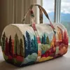 2026 Novo Modelo Transfronteiriço Estilo Pintura a Óleo Série 1 Curta Distância Portátil Acolchoada Bolsa de Viagem Multifuncional Esportiva Fitness
