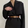 Cinto Feminino de Couro Genuíno para o Verão, Versátil com Jeans, Cinto Decorativo de Alta Qualidade para Ternos e Vestidos, Estilo Slim