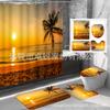 Amazon Popular Serie Paisaje Transfronterizo Impresión Digital Poliéster Impermeable y Resistente al Moho Cortina de Ducha Juego de Cuatro Piezas Fabricante