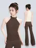 Top de baile para mujer, ropa de práctica de danza moderna para adultos, camiseta sin mangas, body con cuello halter de danza china, adecuado para el uso diario