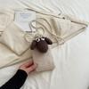 Nova Bolsa Infantil Outono e Inverno Bolsa Transversal de Lã Fofa Tecida à Mão para Menina Mini Bolsa para Celular para Sair do Bebê