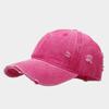 Boné de Baseball Rasgado com Acabamento Desgastado e Logo Personalizado, Estilo Transfronteiriço, Bordas Desfiadas, Acabamento Lavado, Proteção Solar, Texto Impresso, Viseira, Boné Viseira para Proteção Solar