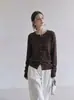 Casaco Cardigan de Tricô Listrado de Alta Qualidade para Mulheres, Roupa Popular de Outono, Suéter, Início do Outono, Camada Externa Chique Estilo Coreano 9199